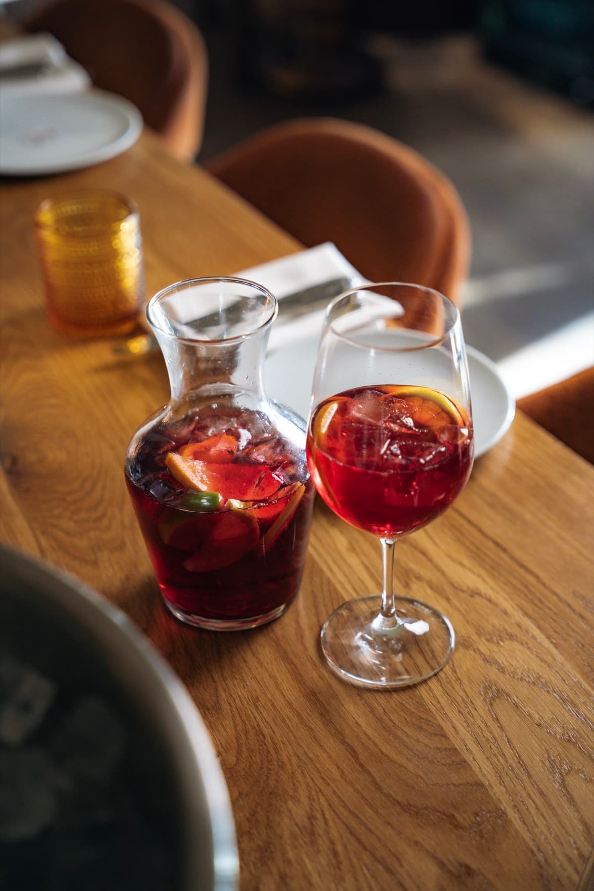 A carafe of sangria in the sunlight