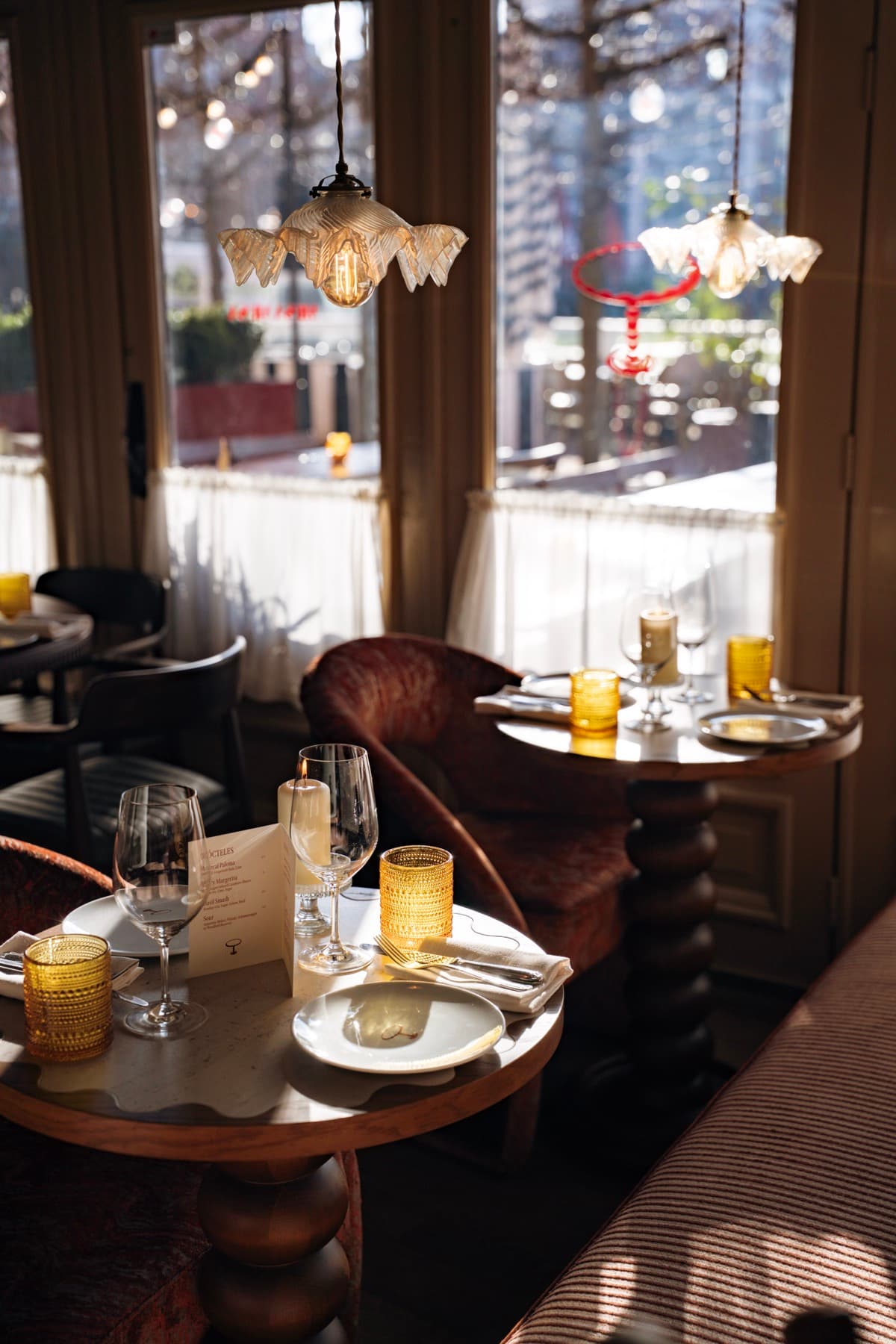The sunlit dining room at Mesa Mesa
