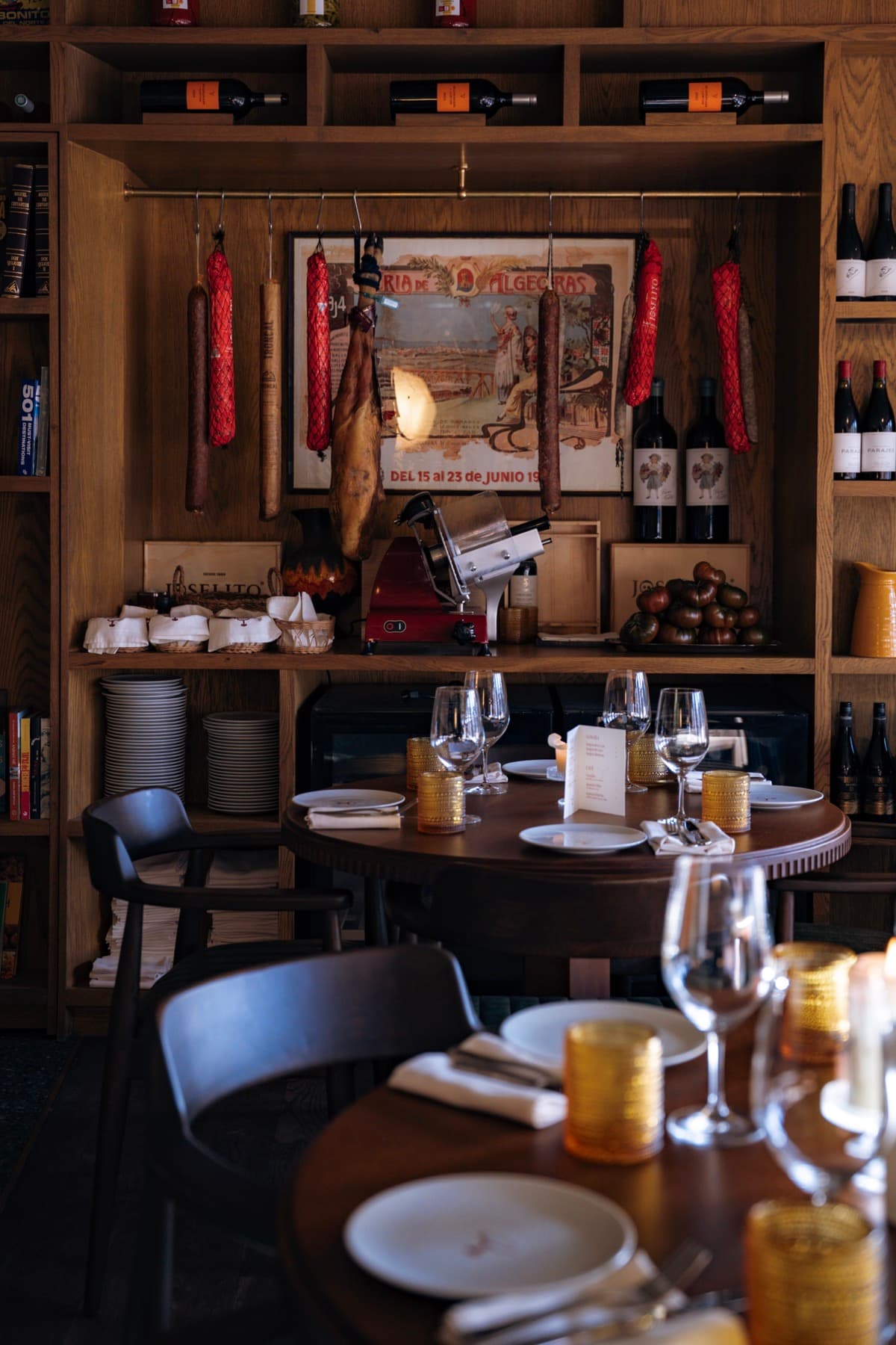 The wine cabinet with hanging charcuterie